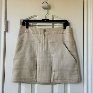 Ann Taylor White Linen & Cotton Pleated Miniskirt with Pockets Size 8P